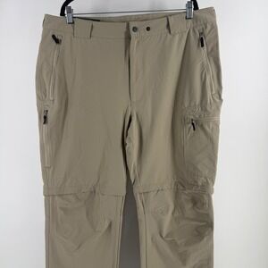 Rohan Insect Shield Convertible Hiking Pants Mens 40R Tan Khaki Zip Off Cargo